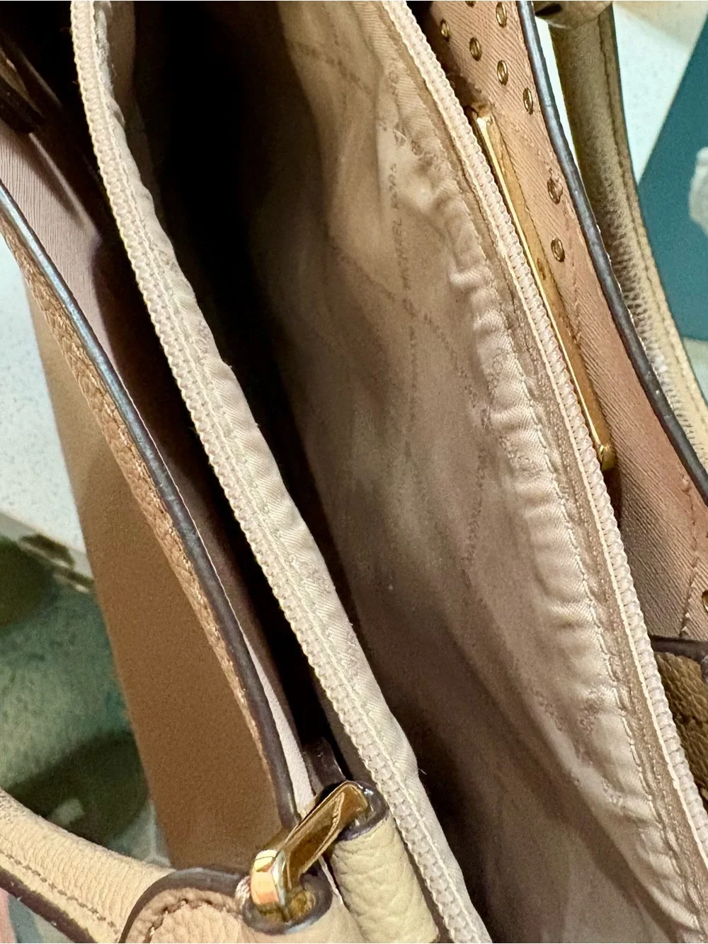 Michael Kors Tan Leather Perforated Satchel